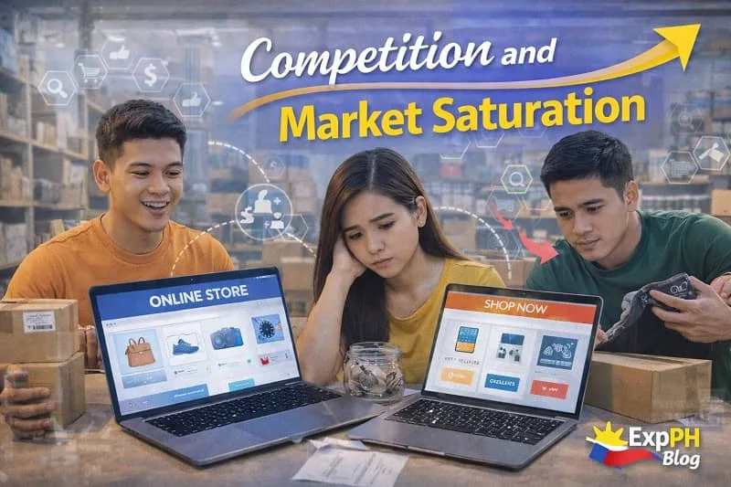 Filipino online sellers managing competing e-commerce stores with multiple products and orders