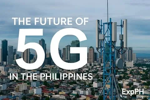 The Future of 5G in the Philippines overlooking Metro Manila skyline with ExpPH Blog logo