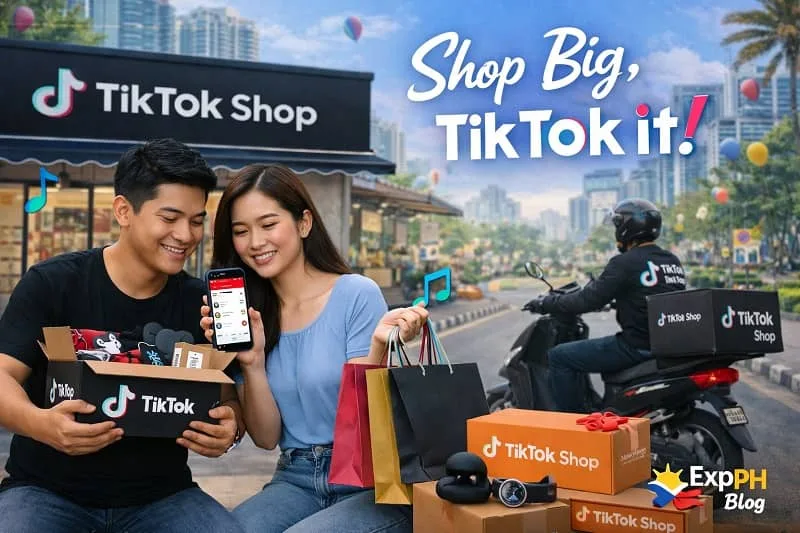 Filipino content creator selling products on TikTok Shop with viewers and parcels around