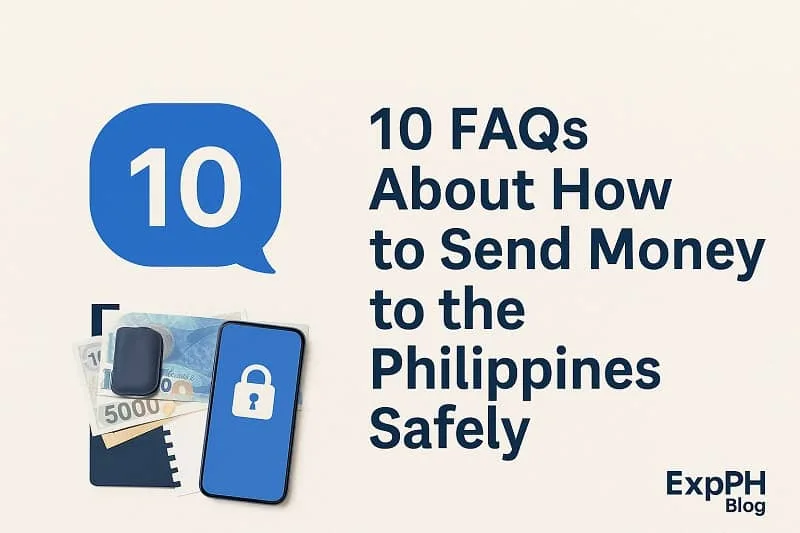 FAQ themed image with money smartphone and lock icon for safe money transfers