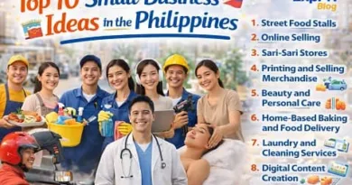 Filipino entrepreneurs representing different small businesses including food, online selling, freelancing, farming, and service businesses in the Philippines