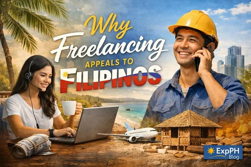 Filipino freelancer working on a laptop while earning online, showing why freelancing appeals to Filipinos and OFWs