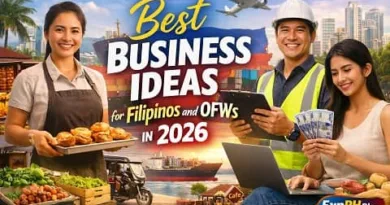 Realistic image showing Filipinos and OFWs running small businesses, online work, and investments representing best business ideas for Filipinos and OFWs in 2026