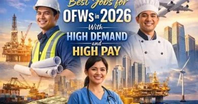 Best Jobs for OFWs in 2026 showing Filipino nurse, engineer, and chef representing high demand and high paying overseas careers with ExpPH Blog logo