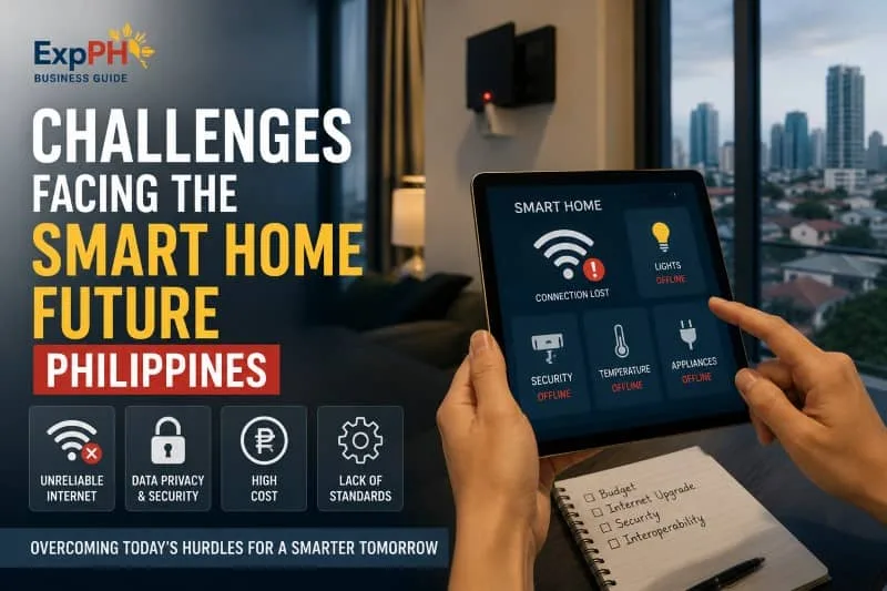 Smart home control tablet showing connectivity and security issues inside a modern Philippine condo unit.