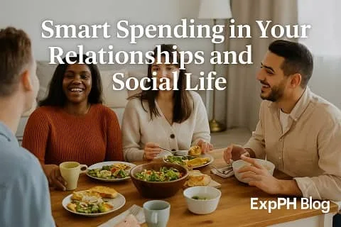 Friends enjoying a simple home meal together, representing Smart Spending in relationships and social life.