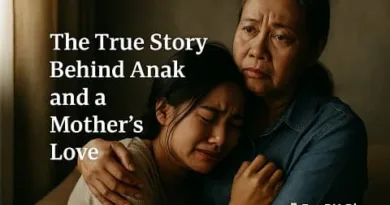 Realistic emotional scene of a Filipino mother comforting her daughter, symbolizing the true story behind Anak and a mother’s love, with ExpPH Blog logo included.