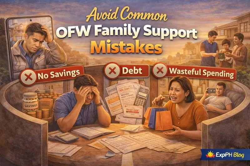 Filipino OFW on a video call with family while reviewing finances, showing common family support mistakes and the importance of smarter OFW support decisions.
