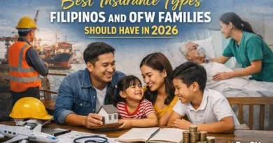 Filipino OFW family planning insurance for 2026 with home model, savings, healthcare symbols, and ExpPH Blog logo in a realistic setting