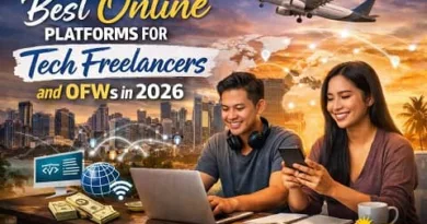 Filipino tech freelancers and OFWs working online with laptops, representing online tech freelancing platforms and remote work opportunities in 2026