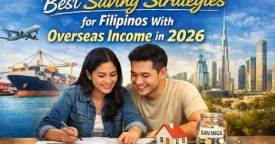 Filipino couple planning finances with overseas income in 2026, showing budgeting, savings jar, home planning, and long-term financial goals with ExpPH Blog logo