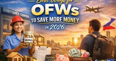 Filipino overseas workers saving money in 2026, showing budgeting, remittance planning, and financial goals with ExpPH Blog logo