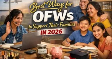 Filipino overseas worker video calling family while supporting education, savings, and home goals, showing practical ways OFWs support their families in 2026.