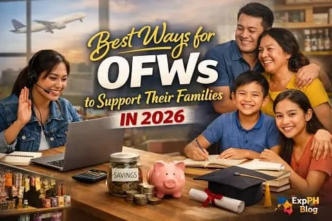 Filipino overseas worker video calling family while supporting education, savings, and home goals, showing practical ways OFWs support their families in 2026.