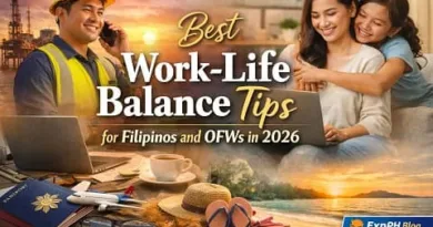 Filipino and OFW professionals balancing work and family life in 2026 with calm, organized routines, representing healthy work-life balance.