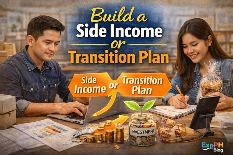 Build a side income or transition plan showing Filipino workers planning online work small business and future income