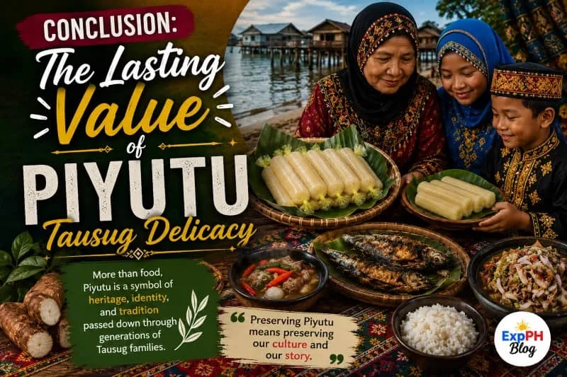 A Tausug family sharing Piyutu alongside traditional Sulu dishes, symbolizing cultural heritage, family traditions, and the lasting value of Piyutu in Tausug identity.