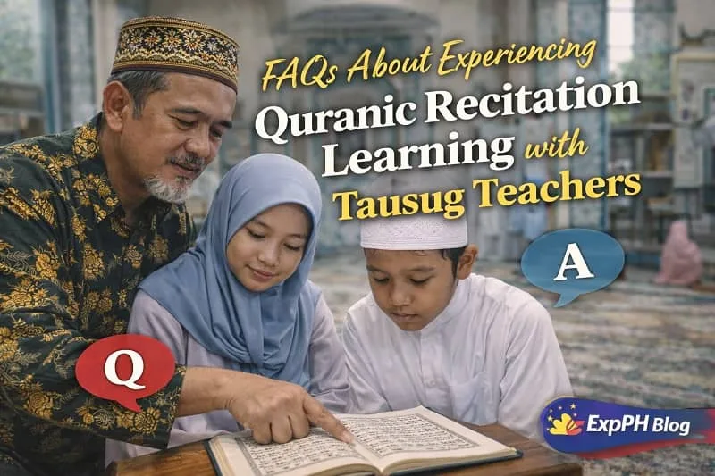 Quranic Recitation with Tausug Teachers Filipino Muslim learners listening to a Tausug teacher during a Quranic recitation session, representing common questions and guided learning in Islamic education