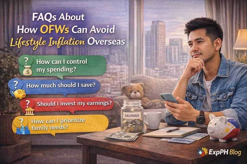 Filipino OFW reviewing savings and questions about avoiding lifestyle inflation while working overseas