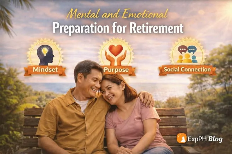 Filipino couple enjoying retirement by the sea, representing mental and emotional preparation, purpose, and well being after overseas work