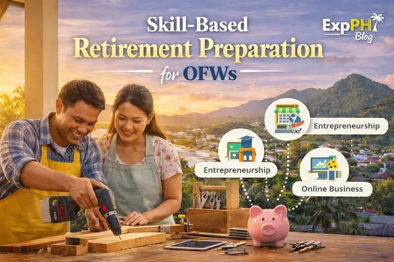 Filipino OFW learning digital skills and online work at home to prepare for retirement income and long-term financial stability in the Philippines