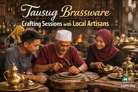 Tausug artisans crafting traditional brassware during a hands-on cultural session in Sulu, showcasing Filipino heritage, skill, and community craftsmanship.