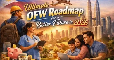 Ultimate OFW Roadmap for a Better Future in 2026 showing Filipino OFWs planning finances career and family goals abroad with ExpPH Blog logo