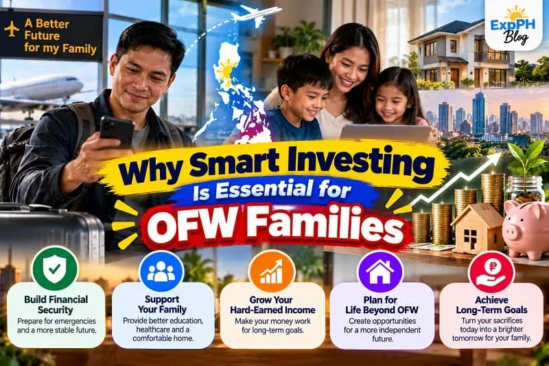  Filipino overseas worker and his family planning for a secure financial future through smart investing, savings, and long-term financial goals.