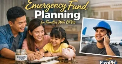 Filipino family planning an emergency fund while an OFW communicates from abroad, highlighting emergency fund planning for OFW families