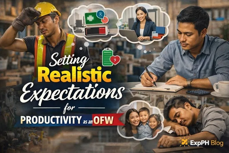 Filipino OFW setting realistic productivity goals while working long hours abroad