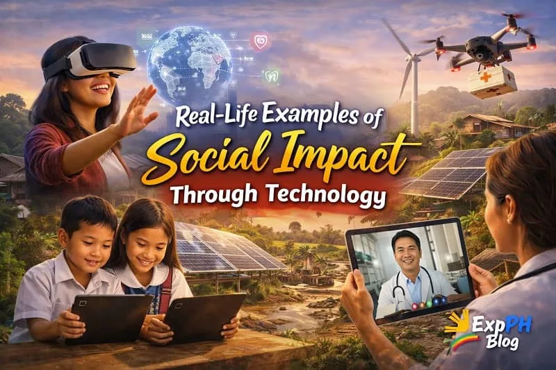 Filipino communities using technology such as telemedicine, drones for medical delivery, VR learning, and solar-powered tablets in rural areas.