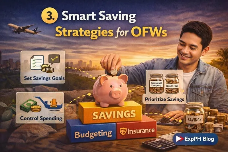Filipino OFW saving money using piggy bank budgeting and financial planning strategies