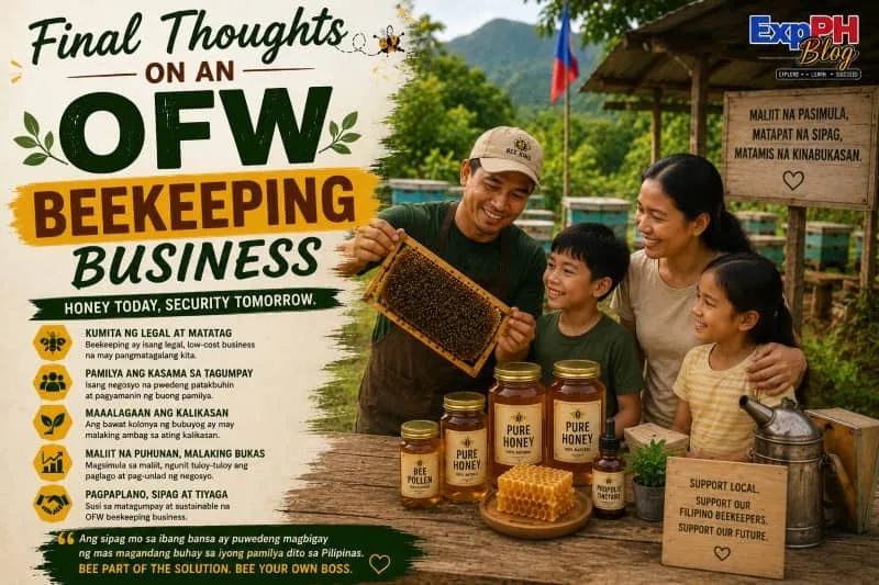 Filipino family managing beehives and honey products together while building a sustainable OFW beekeeping business in the Philippines.
